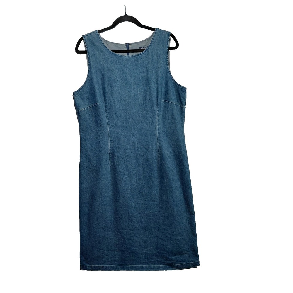 Chadwicks of Boston Denim Jumper Dress Women's 16T Medium Wash Denim Back Slit
